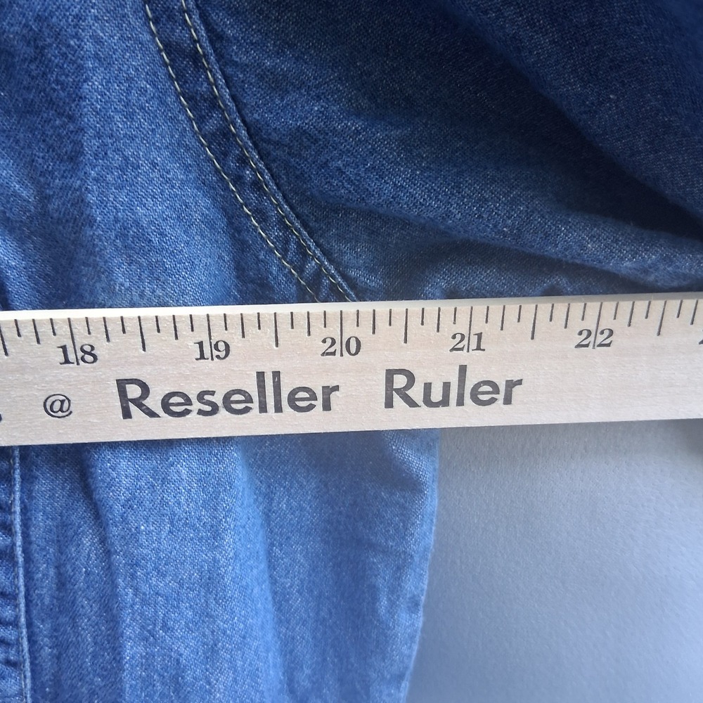 Bit &‎ Bridle Denim Women's Large Shirt Short Sleeve Pearl Snap Western Pockets - Picture 8 of 8